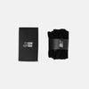 Black gym socks with packaging on a white background