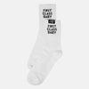 White socks with 'First Class Baby' text on a white background