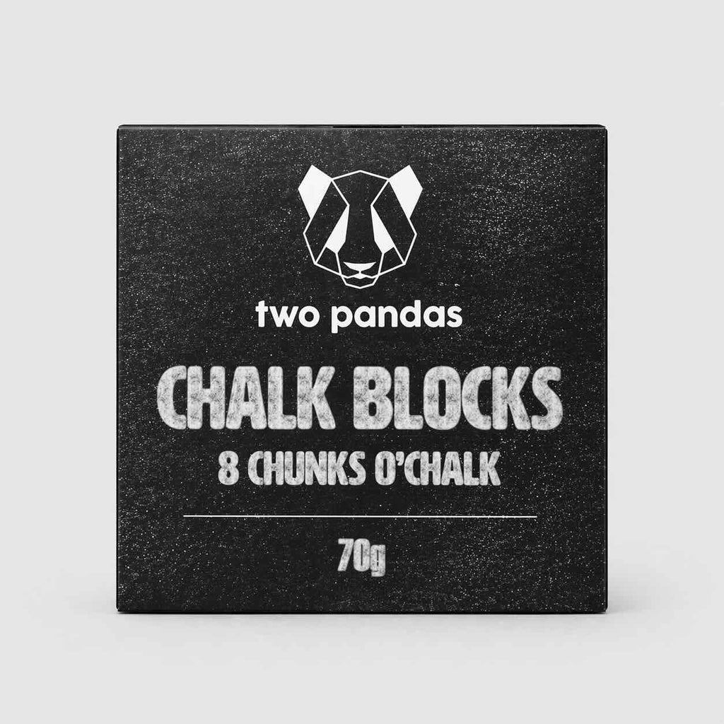 Two Pandas chalk block packaging on a light gray background