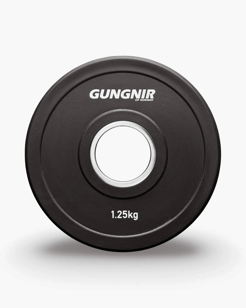 Black weight plate with 'GUNGNIR' branding on a white background