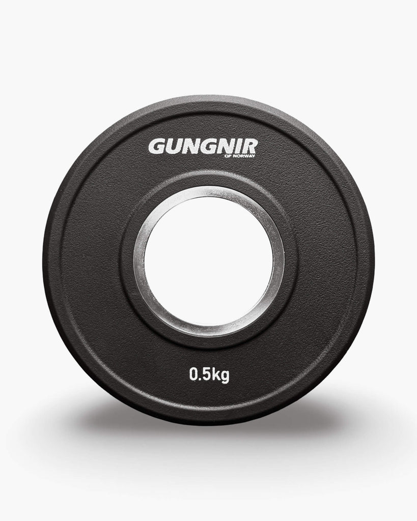 Black weight plate with 'GUNGNIR' branding on a white background