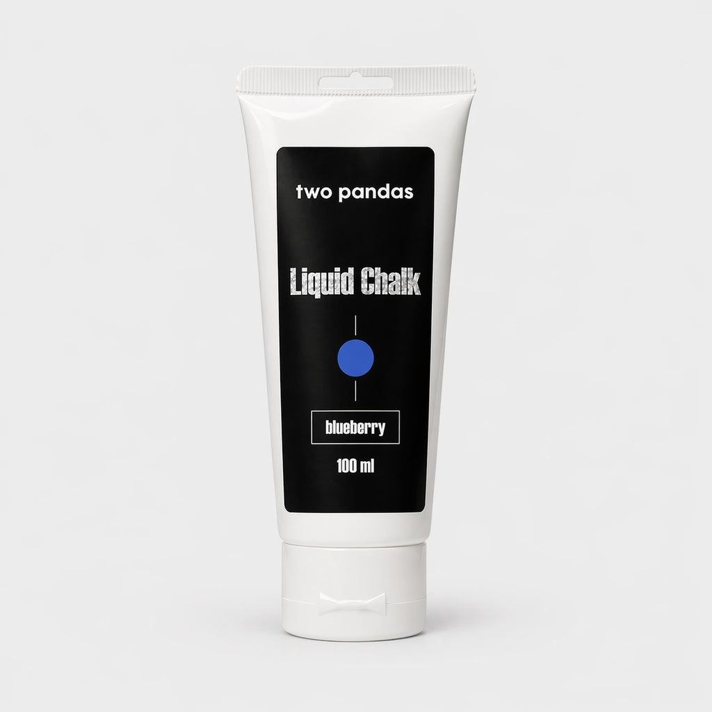 Tube of 'two pandas' liquid chalk on a white background