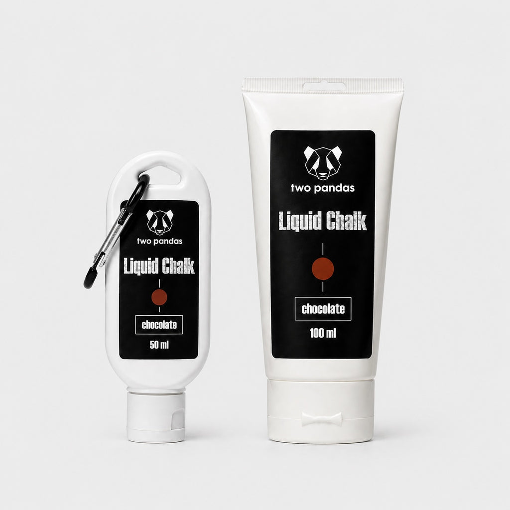 Two bottles of two pandas Liquid Chocolate Scented Chalk on a white background