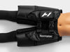 Black compression hip recovery tool by Hyperice featuring brand logos and adjustable straps on a neutral background.