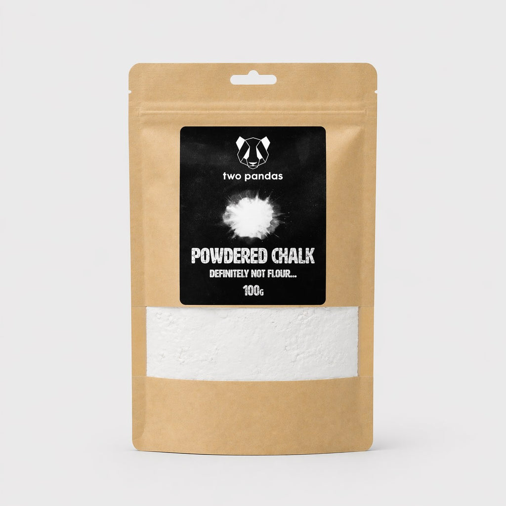 Package of powdered chalk with 'Two Pandas' branding on a white background