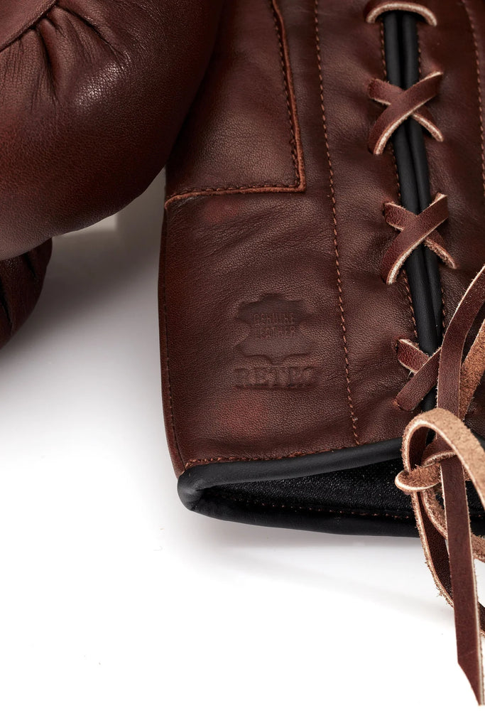 Retro Heritage Brown Leather Boxing Gloves | Lace Up - ninjoo