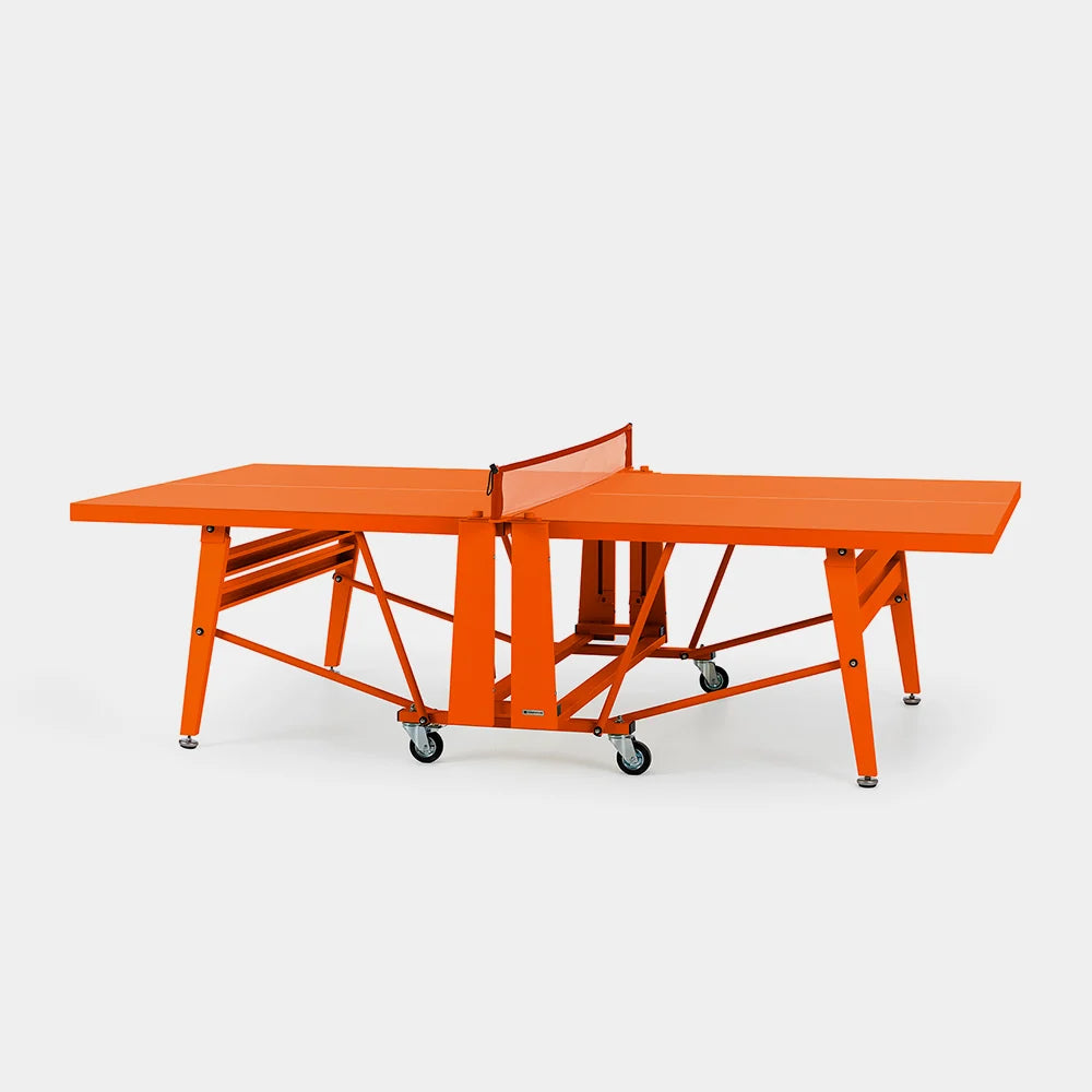 Orange ping pong table on a white background