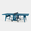 Blue ping pong table on a white background