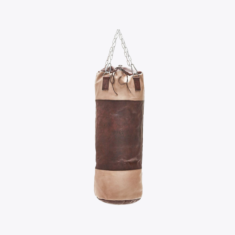 Retro Cream/Brown Leather Heavy Punching Bag - ninjoo