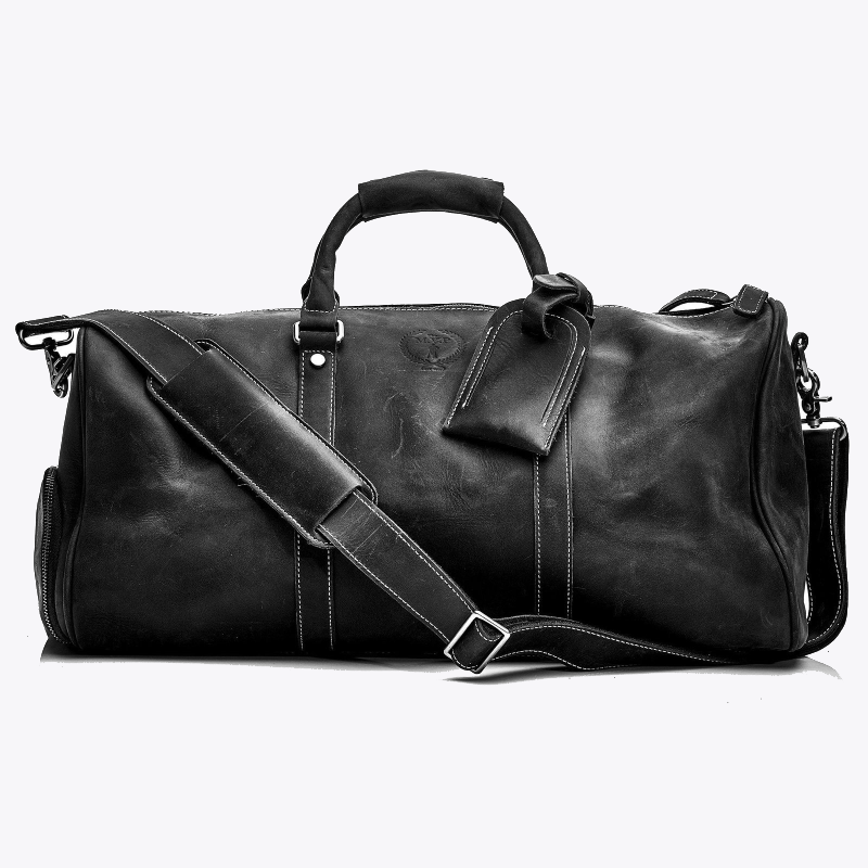 Black leather sports bag shop